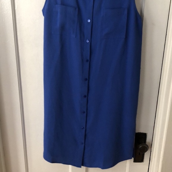 Adrienne Vittadini Royal Blue Sleeveless Button Front Shirt Knee Length Dress 8 - Picture 4 of 10